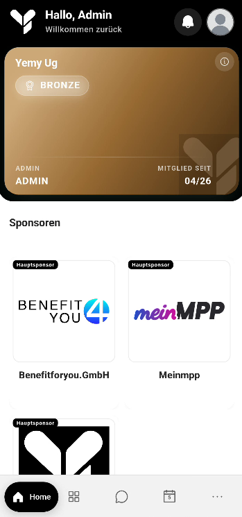 Yemy – Home & Mitgliederkarte
